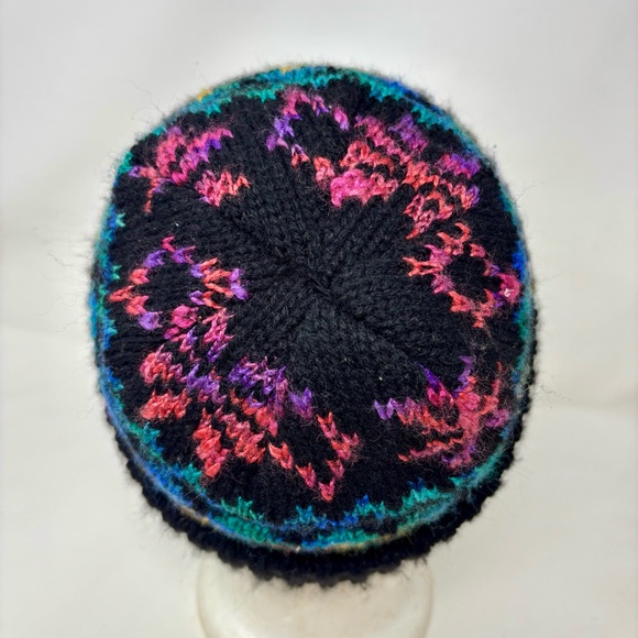 ARIS Acrylic Blend Knit Beanie Cap Fair Isle Winter Ski Hat Vintage One Size - Picture 3 of 8